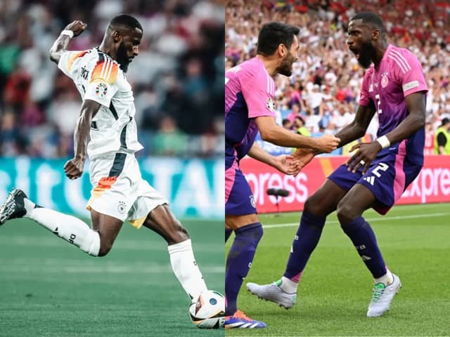 Germany and Real Madrid defender Antonio Rüdiger wearing Boots N Pieces custom designed boots at the Euros.
