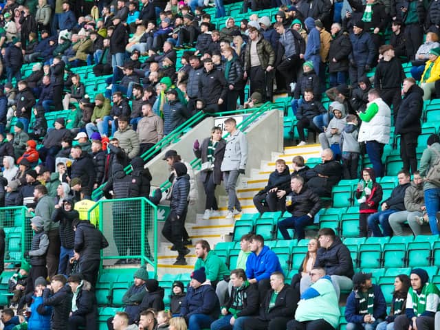 Exodus - Hibs fans head for the exit at half-time.
