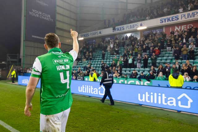 Hanlon bids farewell to Hibs at Easter Road after his final home game.